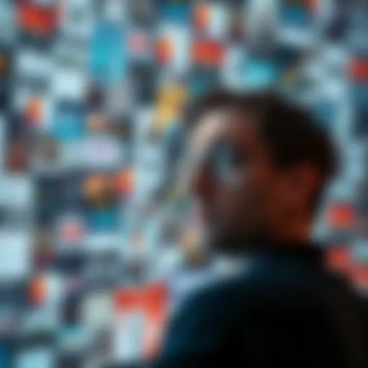 A person looks frustrated at their screen filled with advertisements, showing the clutter of digital marketing.