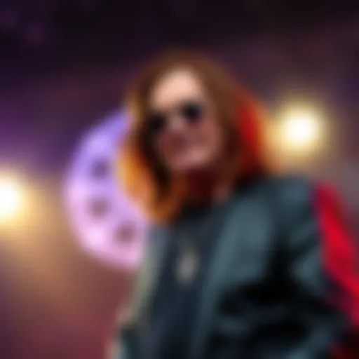 Rock star Ozzy Osbourne stands next to the Hedera Hashgraph logo, showcasing the blend of music and technology.