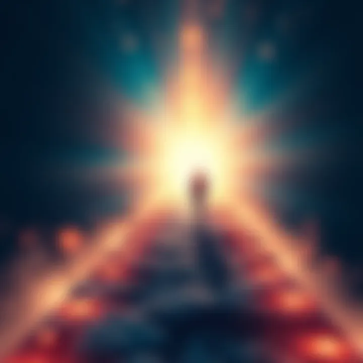 A person walking on a path surrounded by bright light, symbolizing new opportunities.