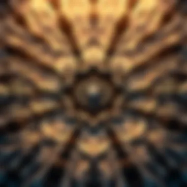 A close-up view of a trendy geometric pattern in black and white, showcasing its unique design.