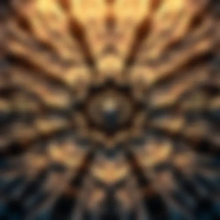 A close-up view of a trendy geometric pattern in black and white, showcasing its unique design.
