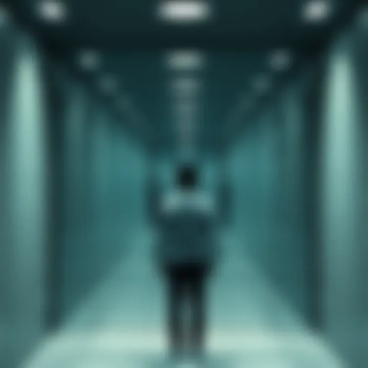 A person standing in front of a mirror reflecting different versions of themselves symbolizing repeated choices and habits.
