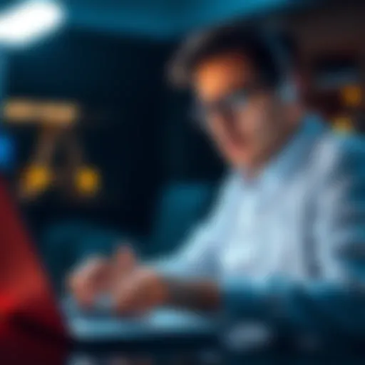 A person reading an email on a laptop, looking concerned about updating payee information for payments.