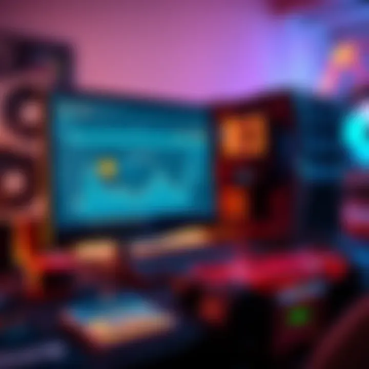 PC with Bitcoin mining software A computer screen displaying Bitcoin mining software and graphics cards setup