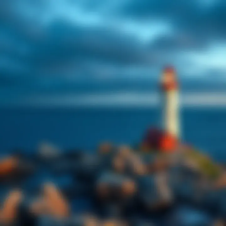 Peggy's Cove Lighthouse A view of the iconic Peggy's Cove Lighthouse with rocky coastline and blue ocean in the background.