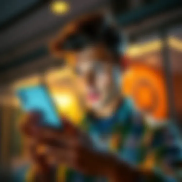 A person looking worried while checking their bank app on a smartphone, showing a pending deposit status.