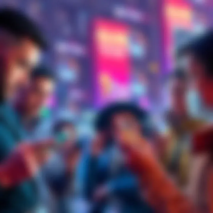 A group of people using smartphones to make crypto payments in various scenarios like freelance work, digital sales, and peer-to-peer transactions.