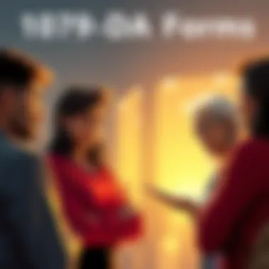 A group of people engaged in conversation about the delays in receiving their 1099-DA forms, expressing frustration and concern.