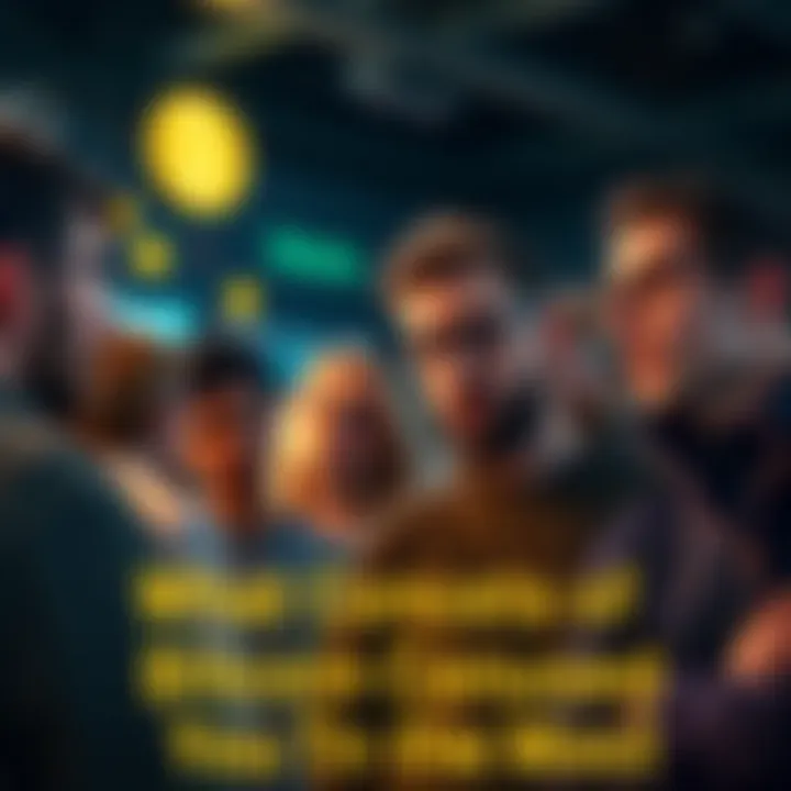 A group of people sharing ideas about Bitcoin, looking thoughtful and engaged in conversation