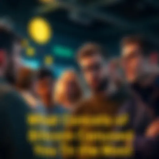 People discussing Bitcoin concepts A group of people sharing ideas about Bitcoin, looking thoughtful and engaged in conversation