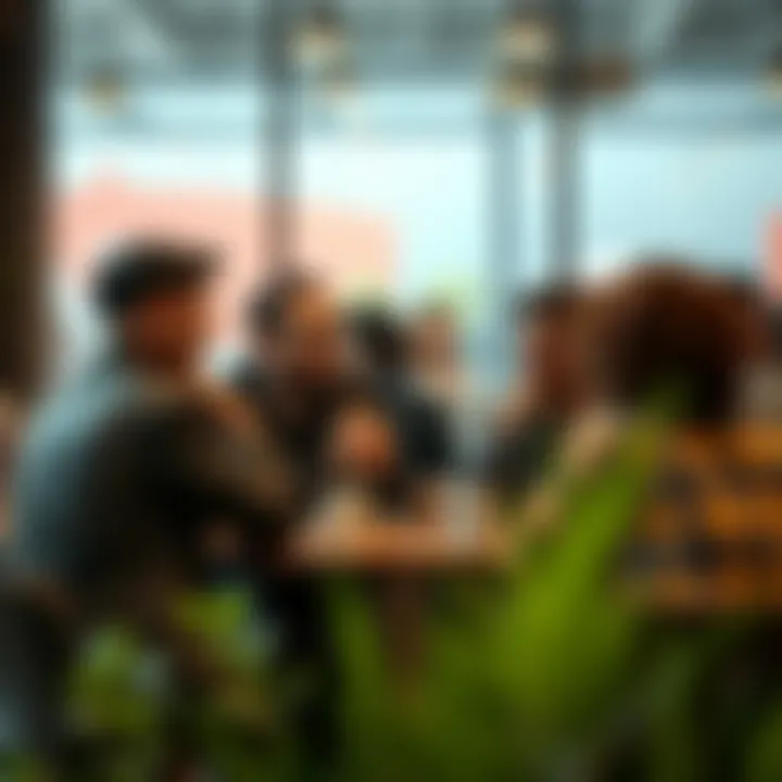 Group of people engaged in a discussion about a controversial project, sharing opinions at a coffee shop