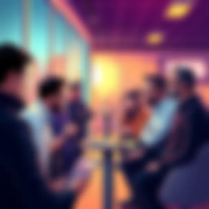 A group of people engaged in a debate about full nodes and SPV wallets in a casual setting