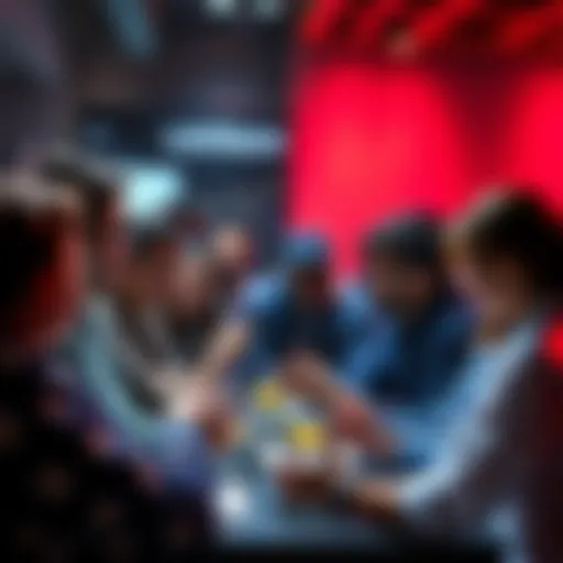 A diverse group of people engaging in a lively conversation about cryptocurrencies on a forum