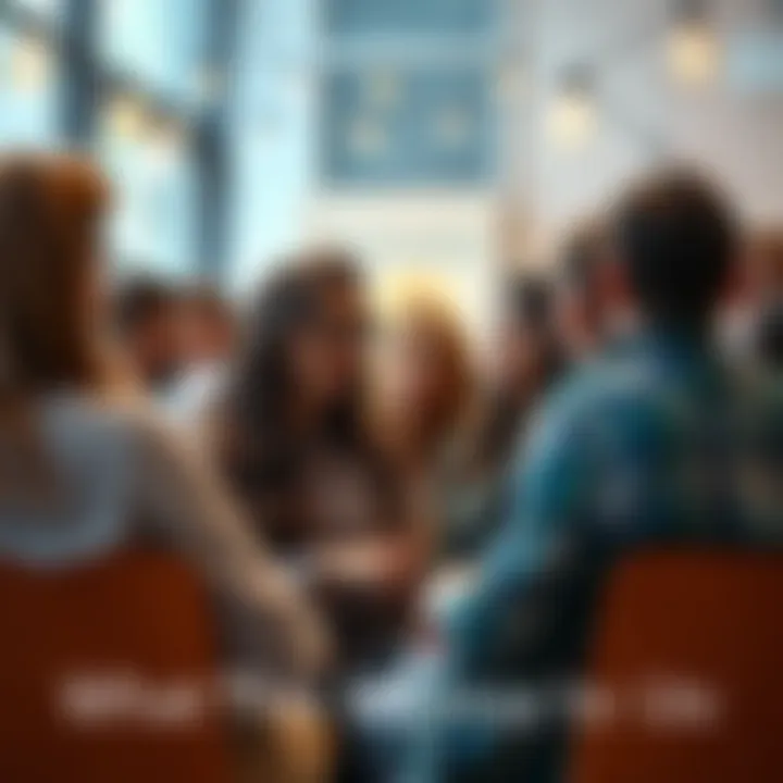 Group of people sharing thoughts in a casual setting