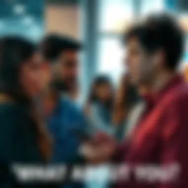 A group of people engaged in conversation, sharing personal stories and insights, reflecting on the question 'What about you?'.