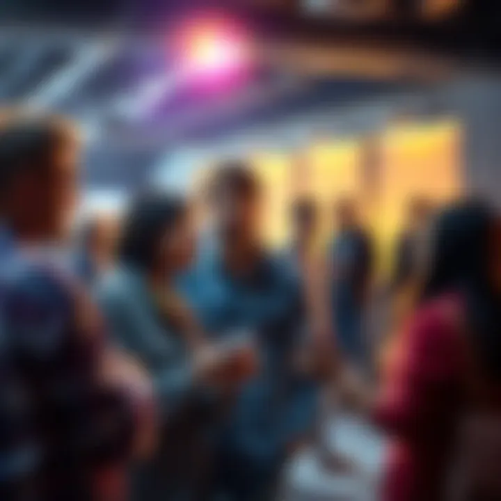 A diverse group of people engaging in a lively conversation about trending issues.