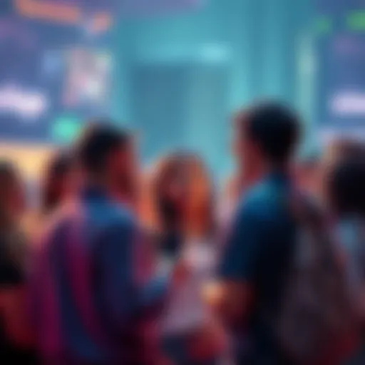 Group of people engaging in conversation about viral trends on social media