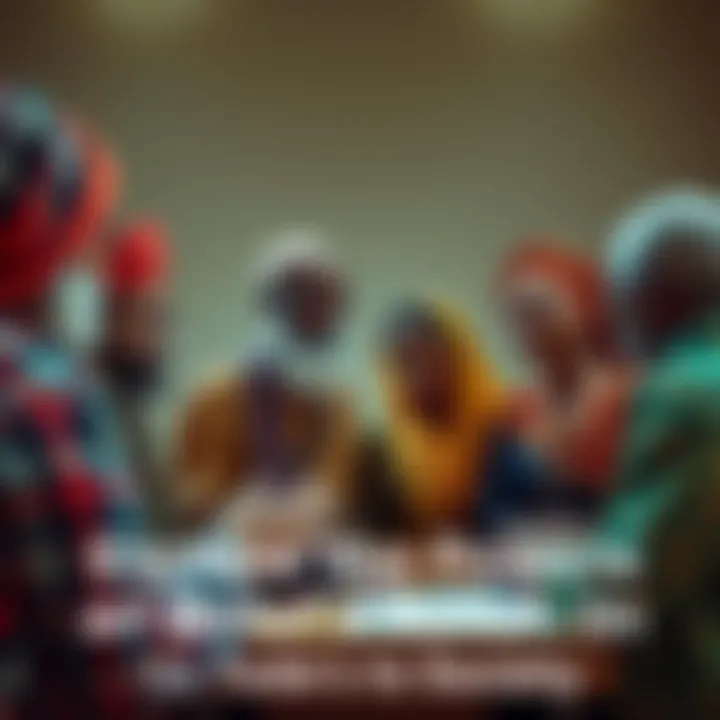 A diverse group of people from various backgrounds engaging in a discussion about their beliefs, symbolizing unity in diversity.