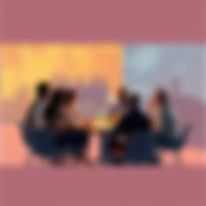 People Engaging in Discussion A group of people gathered around a table discussing current topics, showcasing diverse opinions and conversations.