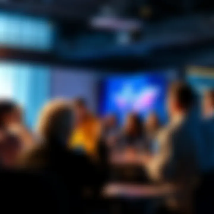 A diverse group of people passionately debating controversial topics in a digital forum setting.