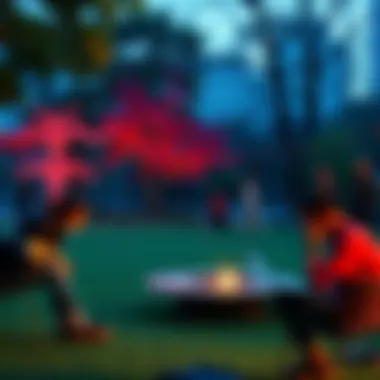 A group of people playing games and chatting in a park without any devices, showcasing a life without the internet