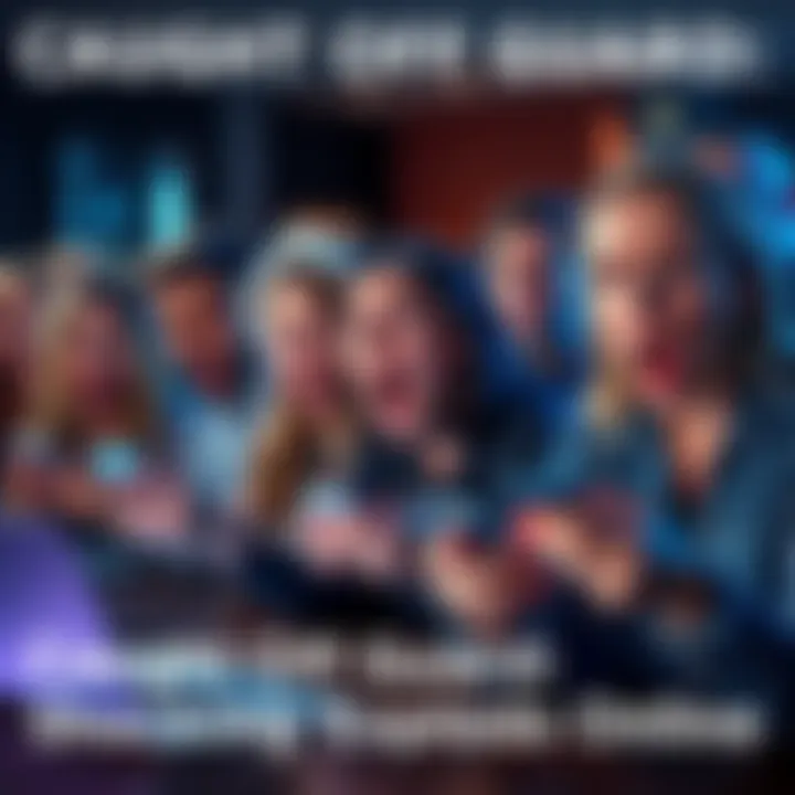 Group of people expressing surprise while using smartphones and laptops