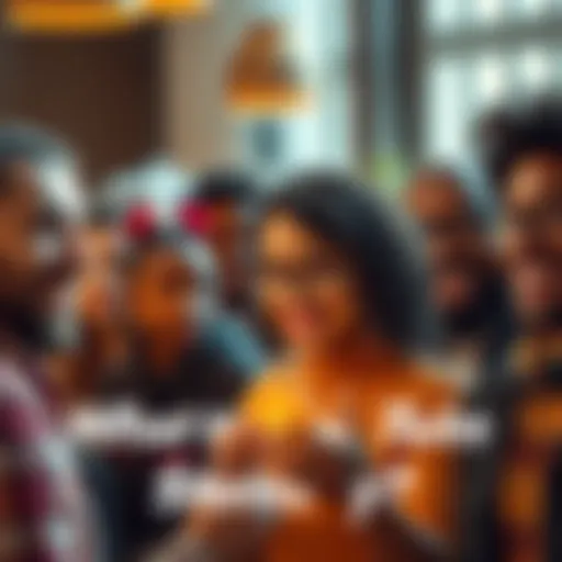 A group of diverse individuals sharing their personal stories about how they came to believe in Bitcoin, with expressions of excitement and curiosity on their faces.