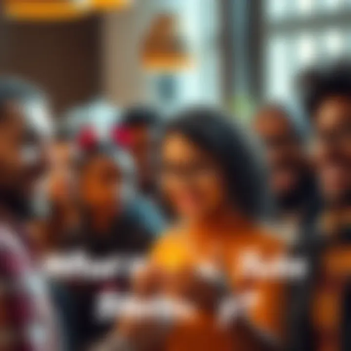 People sharing Bitcoin stories A group of diverse individuals sharing their personal stories about how they came to believe in Bitcoin, with expressions of excitement and curiosity on their faces.