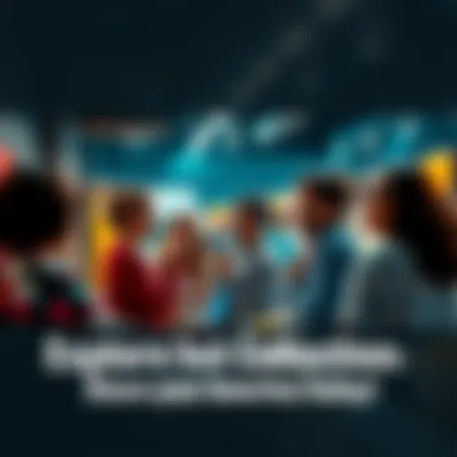 A group of people discussing and sharing their favorite collections in a lively setting