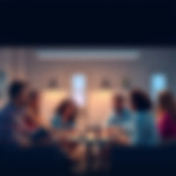 A group of diverse people sitting together, engaging in discussion and sharing thoughts in a lively conversation.
