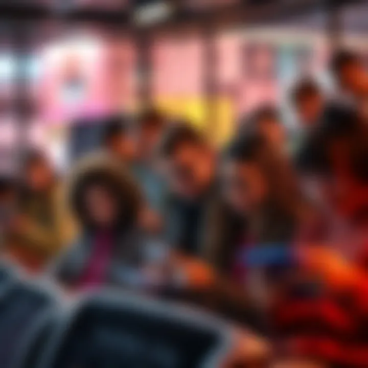 A diverse group of individuals engaging with surveys on various devices, showcasing different motivations for participation.