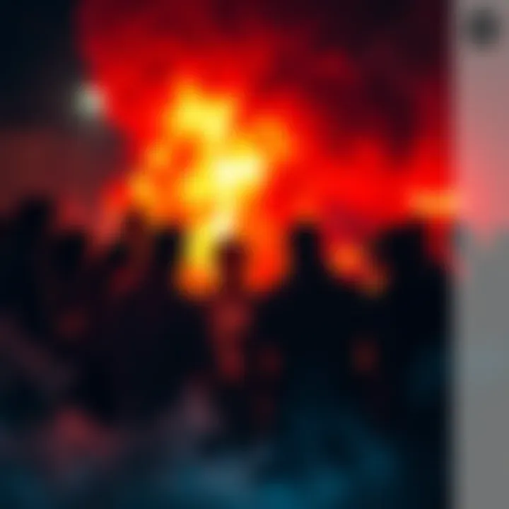 A group of people gathered in a circle, discussing various cult prophecies in a tense atmosphere.