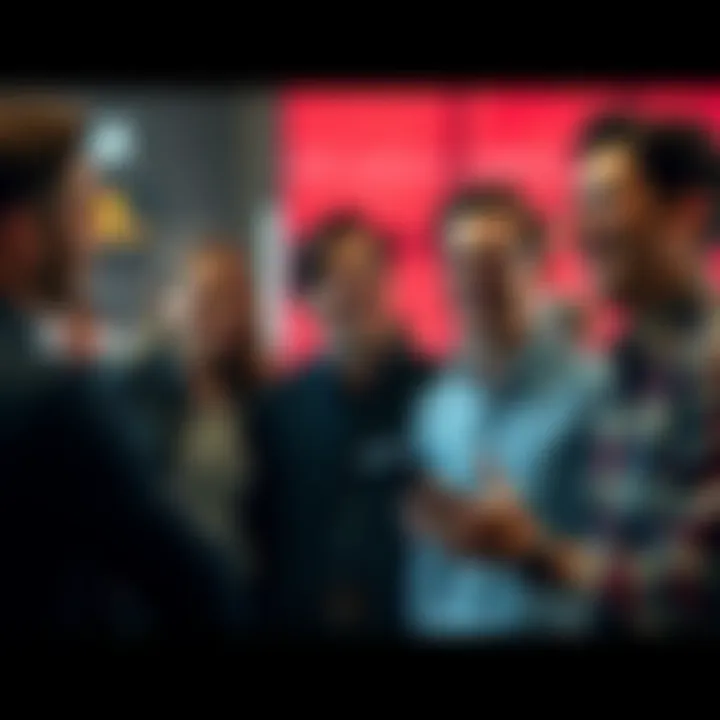 A group of people laughing together while discussing serious topics, showing a carefree attitude.
