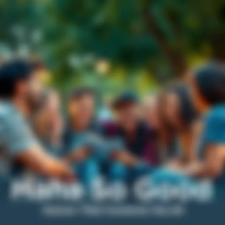 A group of friends sharing a laugh over a funny story, creating a joyful atmosphere in a park.