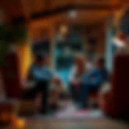 A group of individuals discussing their experiences and support in a cozy setting, focusing on emotional recovery and personal growth after cryptocurrency losses.