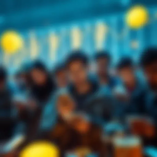 A group of people looking concerned while checking their smartphones, with filecoin graphics in the background, illustrating doubts about the cryptocurrency.