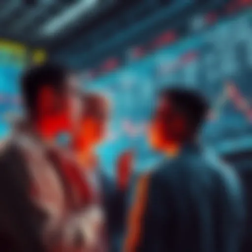 A group of people analyzing financial charts, looking concerned about rising rug pulls in digital finance.
