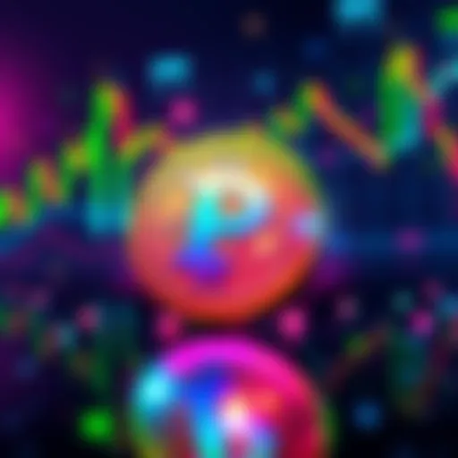A colorful representation of Pepecoin, a Layer 1 cryptocurrency, with a digital coin symbol and market charts in the background, symbolizing growth and potential.