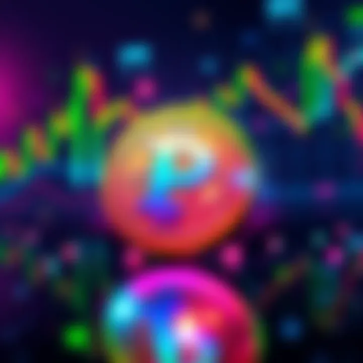 A colorful representation of Pepecoin, a Layer 1 cryptocurrency, with a digital coin symbol and market charts in the background, symbolizing growth and potential.