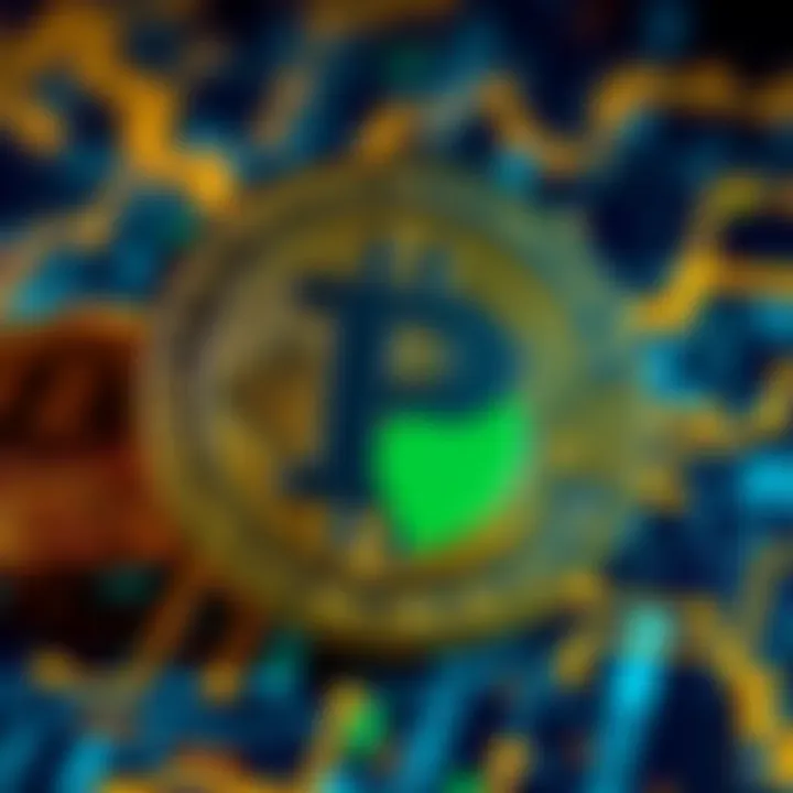 The Pepecoin logo displayed prominently on a digital blockchain background, symbolizing its unique Proof-of-Work technology.