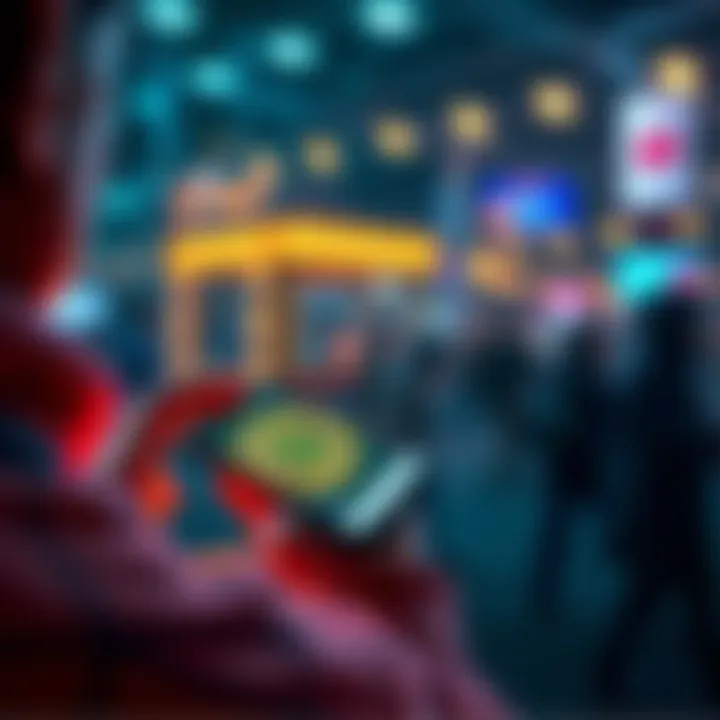 Person checking crypto wallet Individual looking at their smartphone displaying a digital wallet with Pi coins