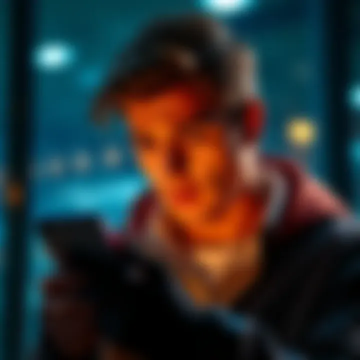 A person looking worried while checking scam alerts on a smartphone