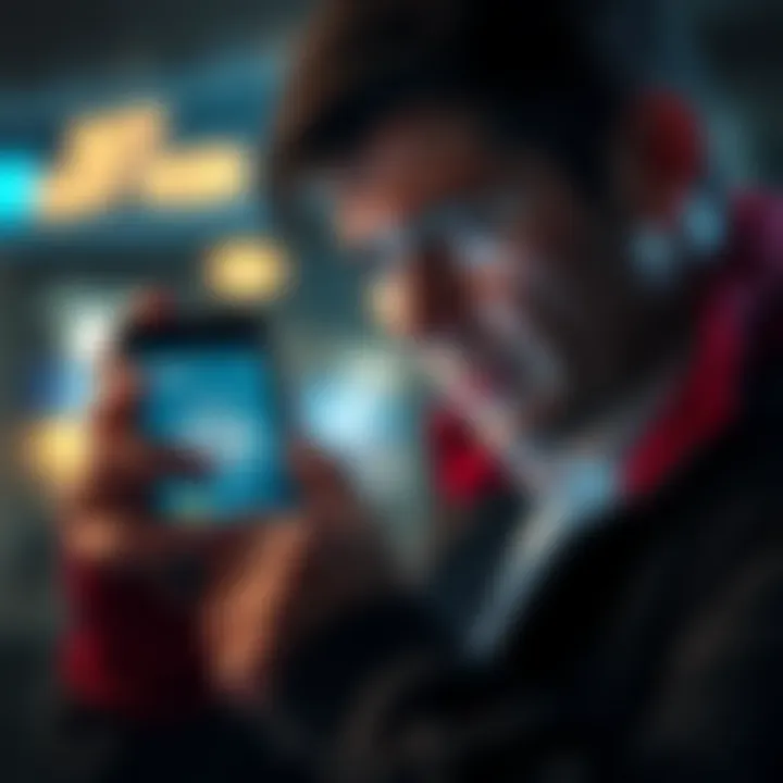 Individual looking at a USDT wallet app on their smartphone, appearing frustrated and worried about transaction issues