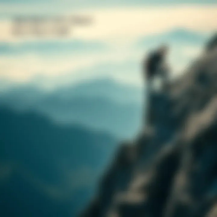 A person confidently climbing a steep mountain, symbolizing taking risks and facing challenges.