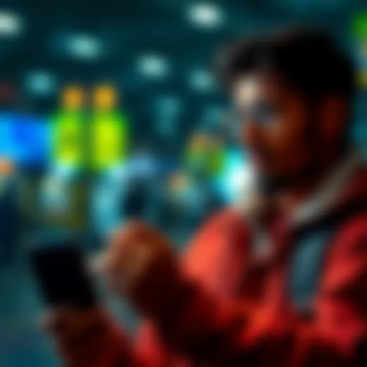 Person considering Revolut Premium Individual examining benefits of Revolut's premium plan with a smartphone and travel items