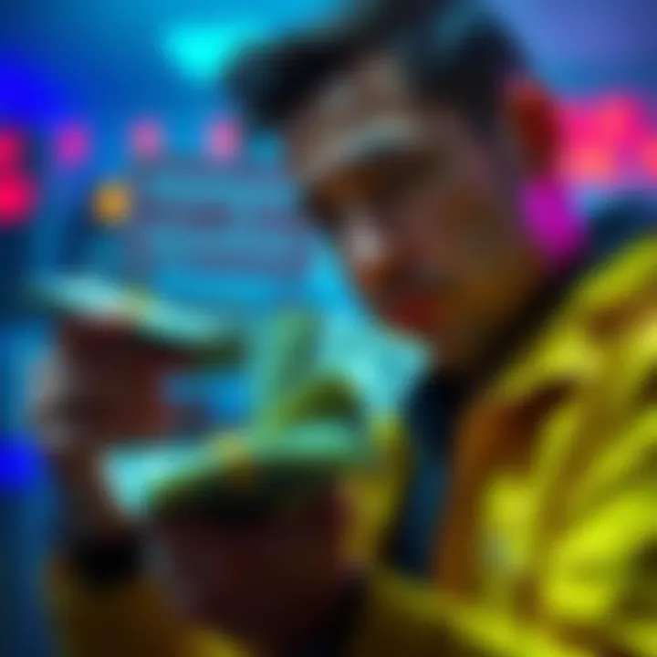 Person counting cash A person counts cash with a thoughtful expression, suggesting a reflection on profit and ethics.