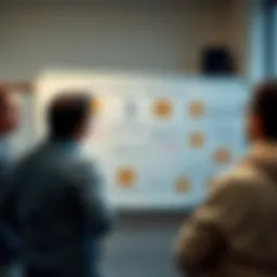 Person explaining cryptocurrency A person using a whiteboard to explain cryptocurrency concepts like Bitcoin and blockchain to a group of beginners