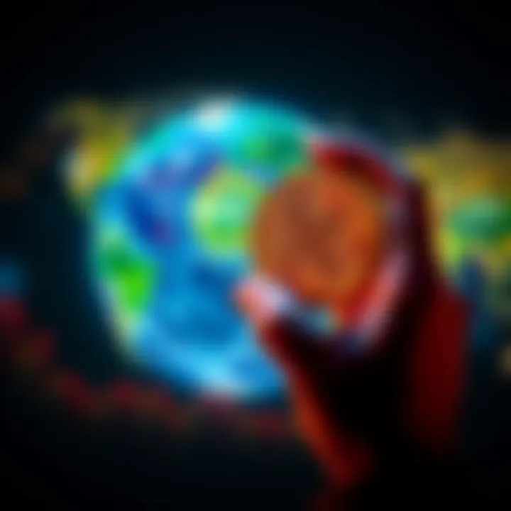 An investor holding XRP tokens while looking at a globe, symbolizing global finance and cross-border payments