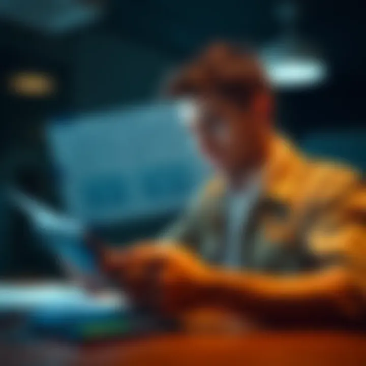 A person reviews math calculations on paper while looking puzzled at a calculator.