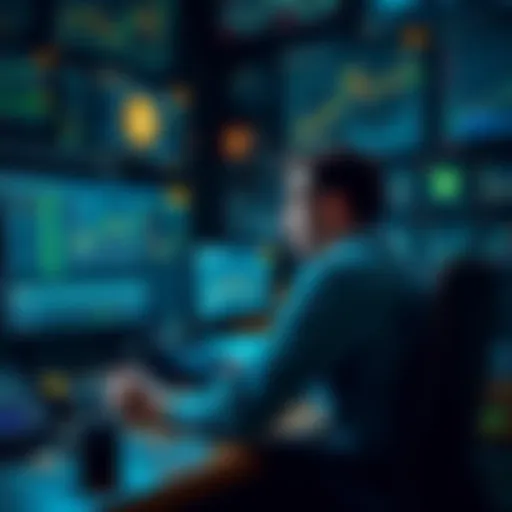 A person sitting at a desk cluttered with Bitcoin charts and screens, ignoring their friend who looks frustrated and disconnected.